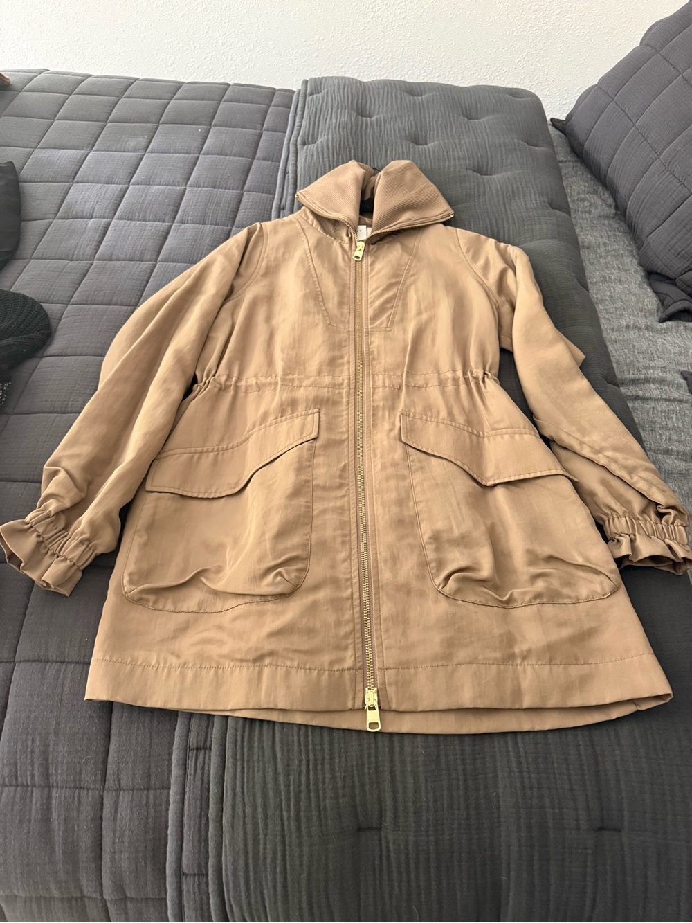 Varley Tan Zip-Front Utility Jacket